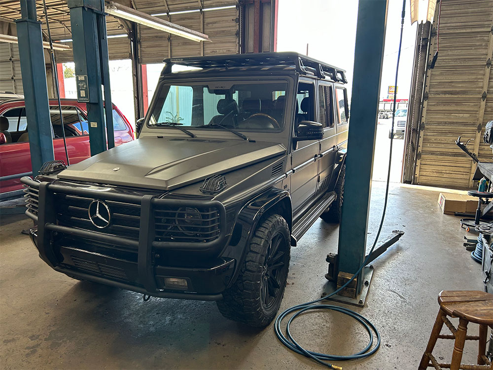 Image of Mercedes Truck Being Worked on